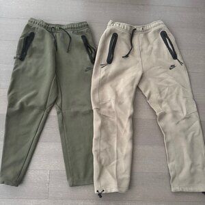 2 TWO Men's Nike Sweatpants Fleece Open Hem - Medium - Olive & Khaki Brown